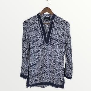 Cynthia Rowley Long Sleeve V Neck Printed Blouse
